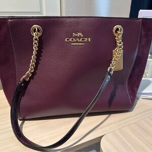 Elegant Coach purple  Leather Shoulder Bag